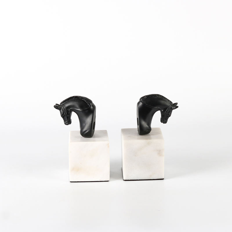 Marble Resin Bookends Horsehead Decorative Book Holder