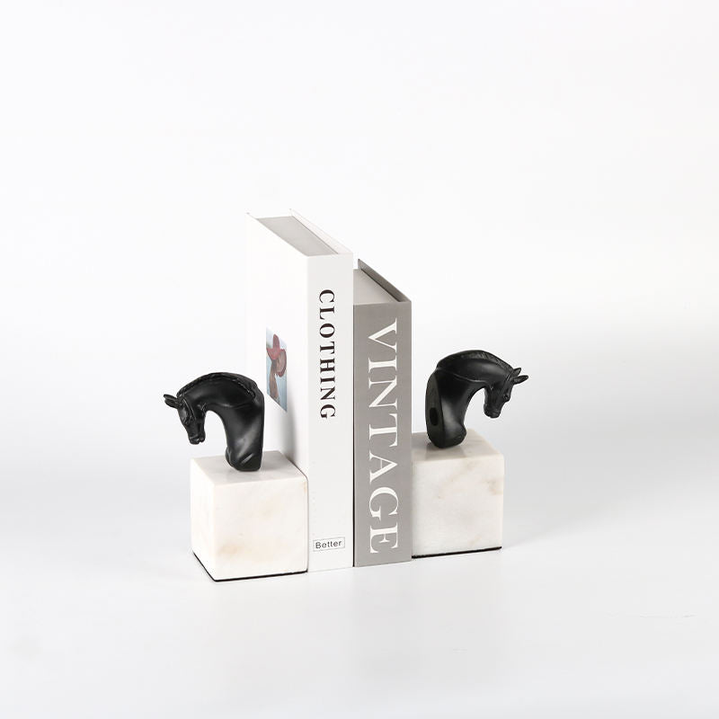 Marble Resin Bookends Horsehead Decorative Book Holder