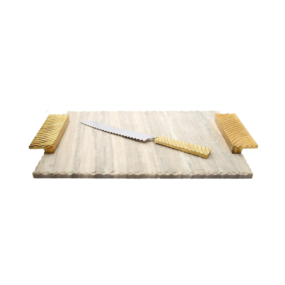 Marble Tray with Gold Embossed Handles