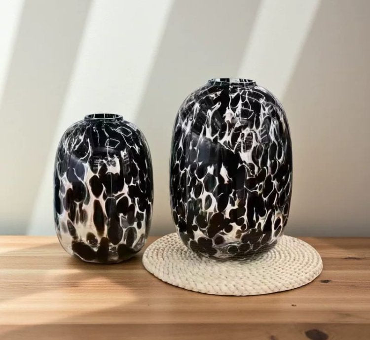 Modern Black Accented Clear Glass Vases