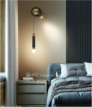 Modern Long Black LED Wall Lamp with Rotating Spotlight