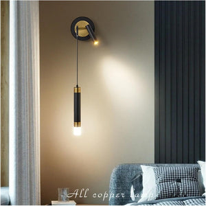 Modern Long Black LED Wall Lamp with Rotating Spotlight