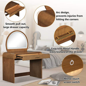 Multi-functional Modern Vanity Table with Touch Screen Mirror