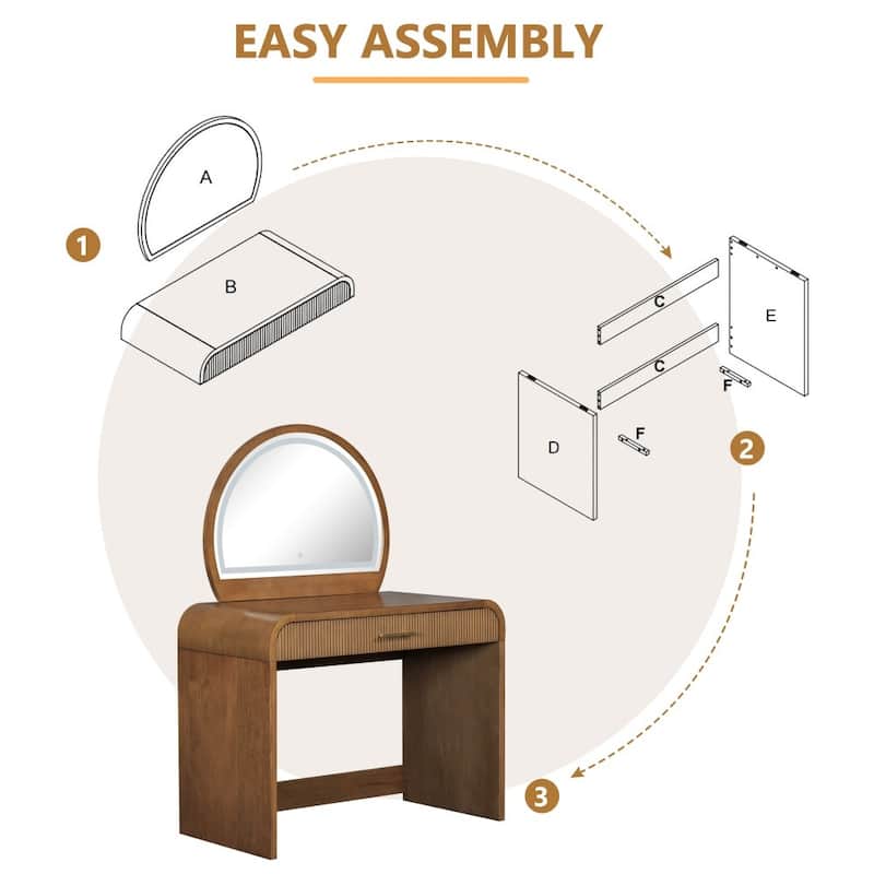 Multi-functional Modern Vanity Table with Touch Screen Mirror