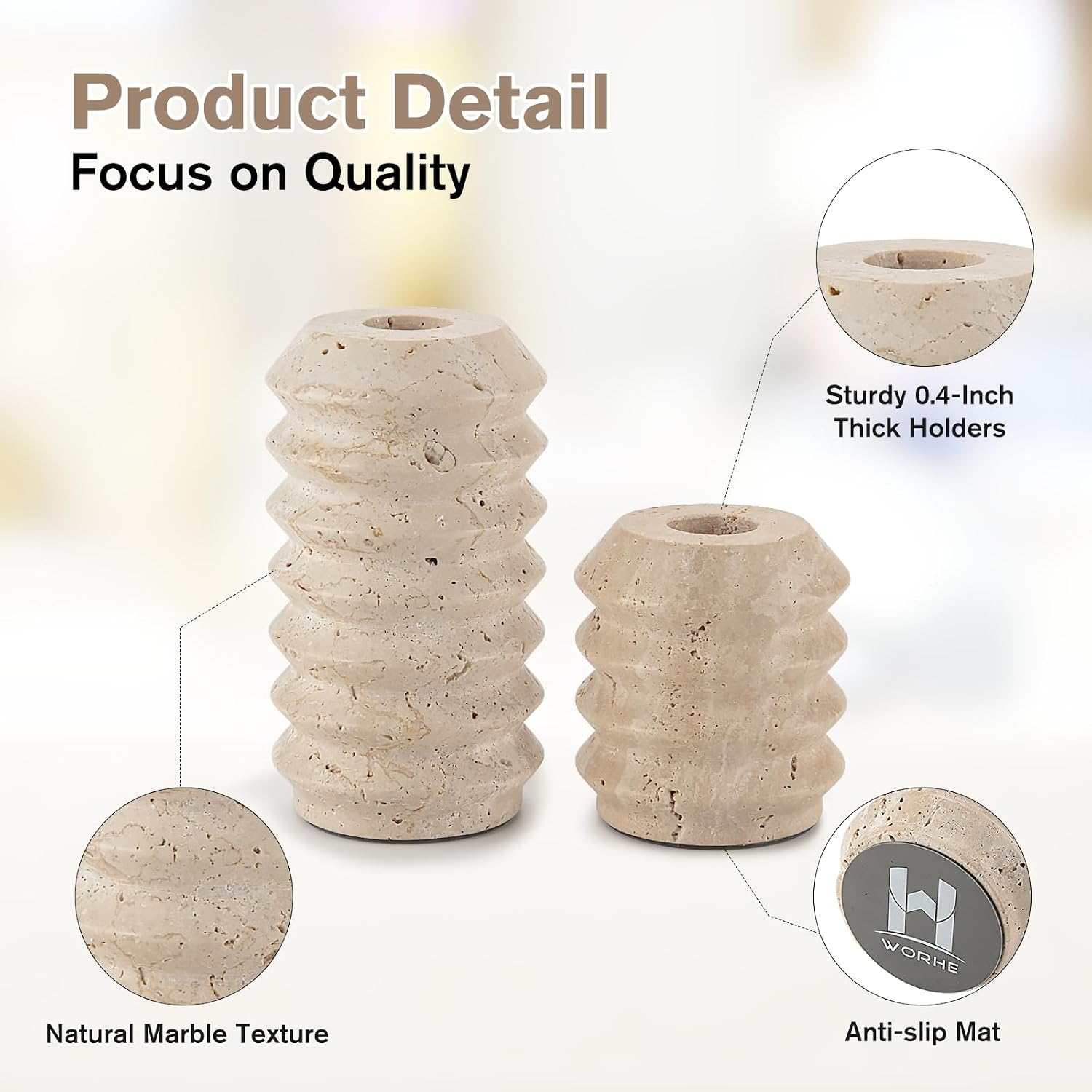 Natural White Travertine Marble Candle Holder