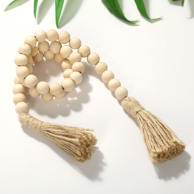 Natural Wood Tassels Bead Garland