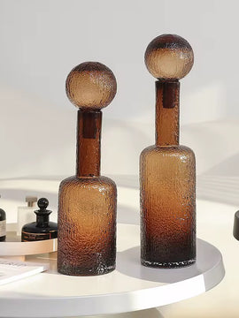 Nordic Textured Amber Glass Decanter Bottles Vase