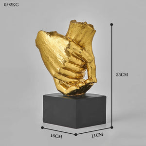 Resin Gold Hand in Hand Statue Creative Craft Sculpture for Home Decor