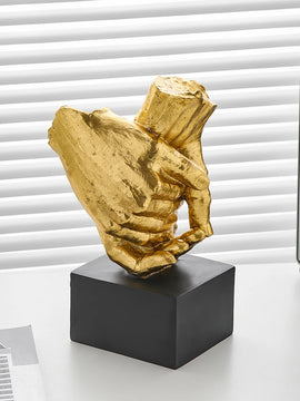 Resin Gold Hand in Hand Statue Creative Craft Sculpture for Home Decor