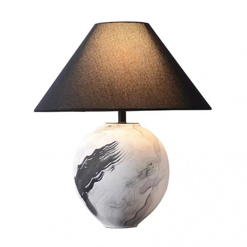 Retro Ceramic Jar Table Lamp with Linen Drum Lampshade