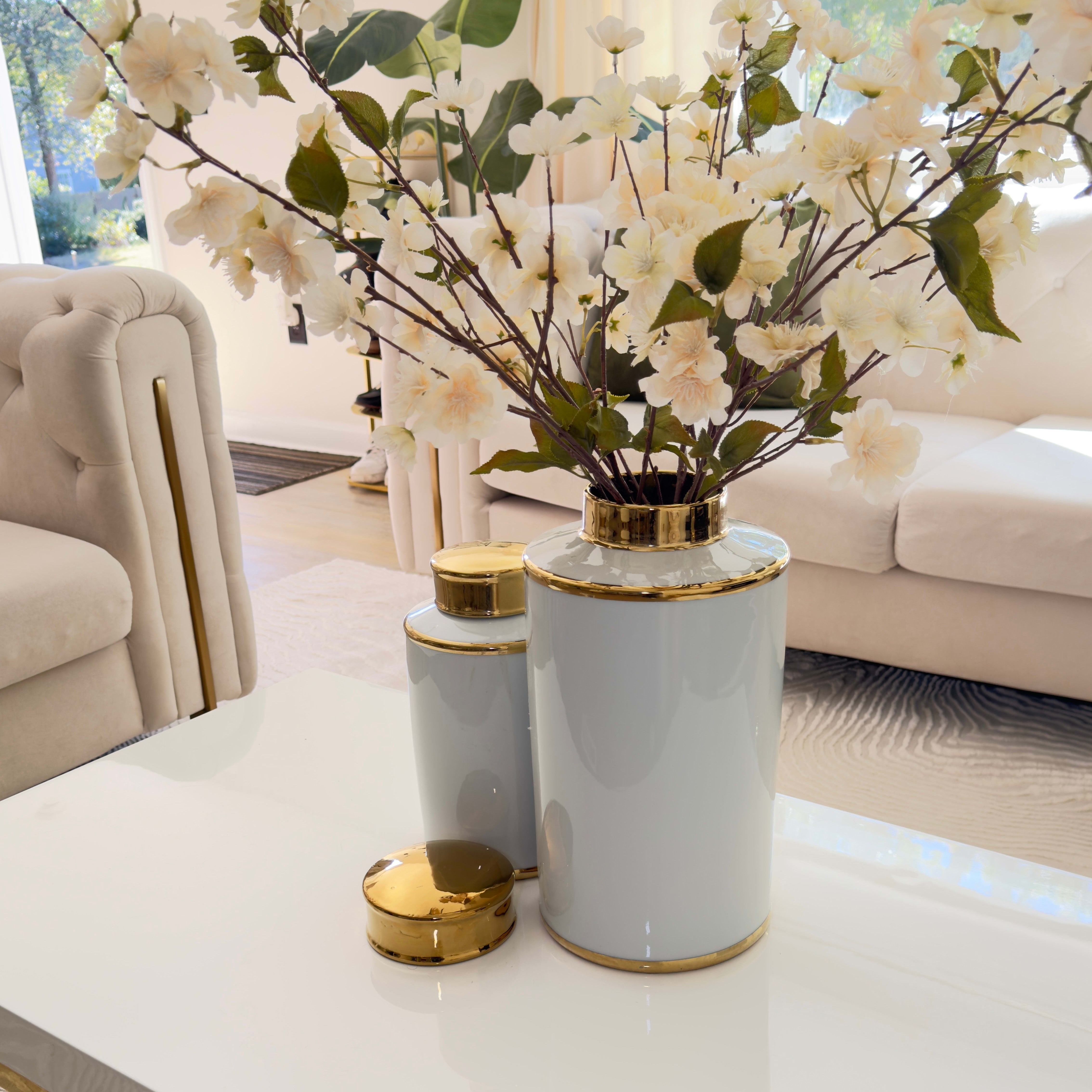 Retro Ceramic Storage Tank Artificial Flower Vases Set