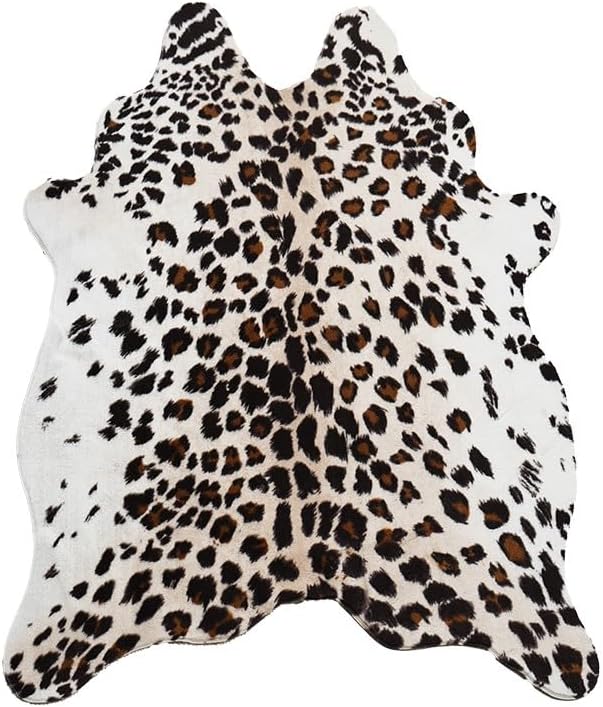 Rugoo Leopard Print Faux Fur Cowhide Rug