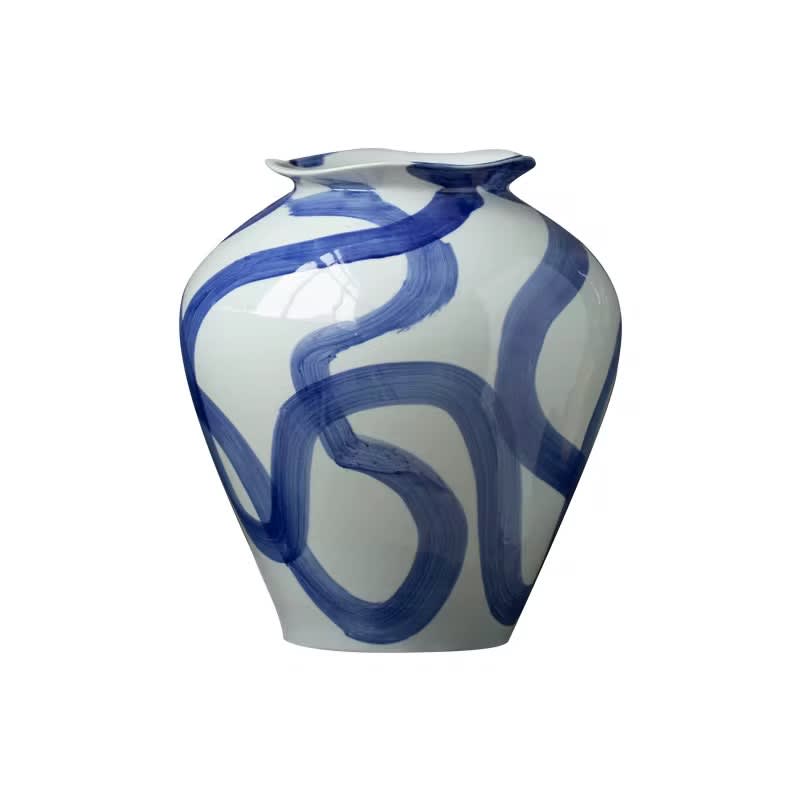 Snowy Blue & White Ceramic Vase