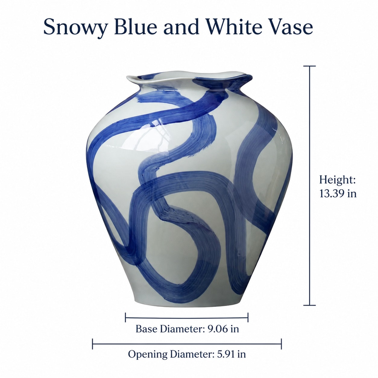 Snowy Blue & White Ceramic Vase