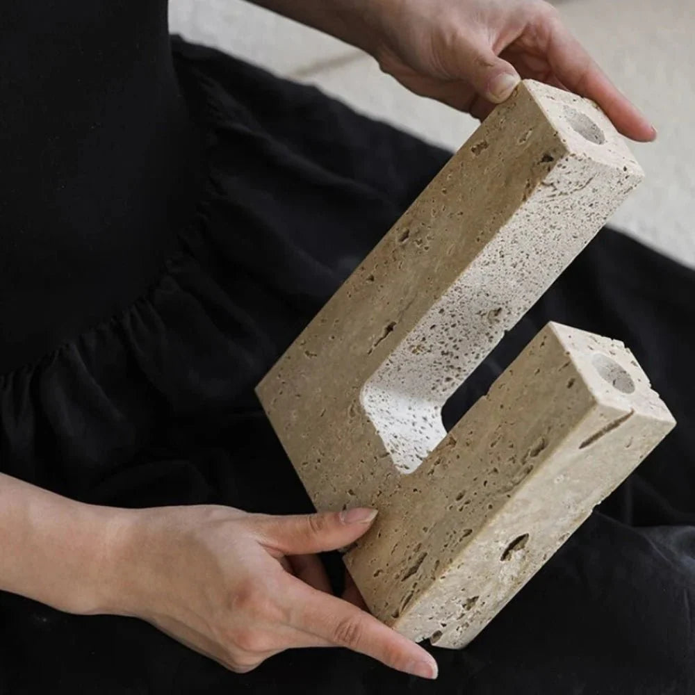 Southern Atelier Dual Travertine Candle Holder