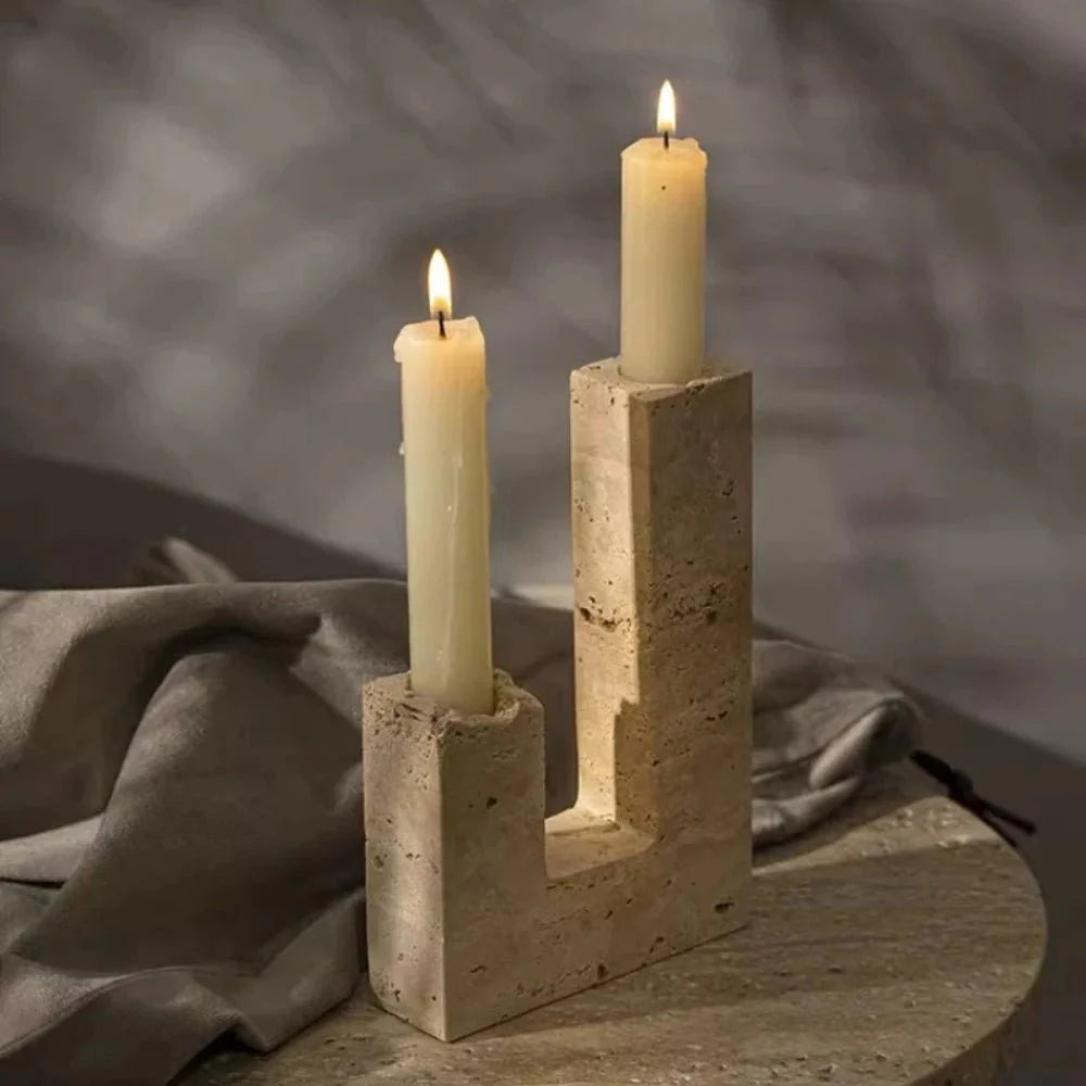 Southern Atelier Dual Travertine Candle Holder