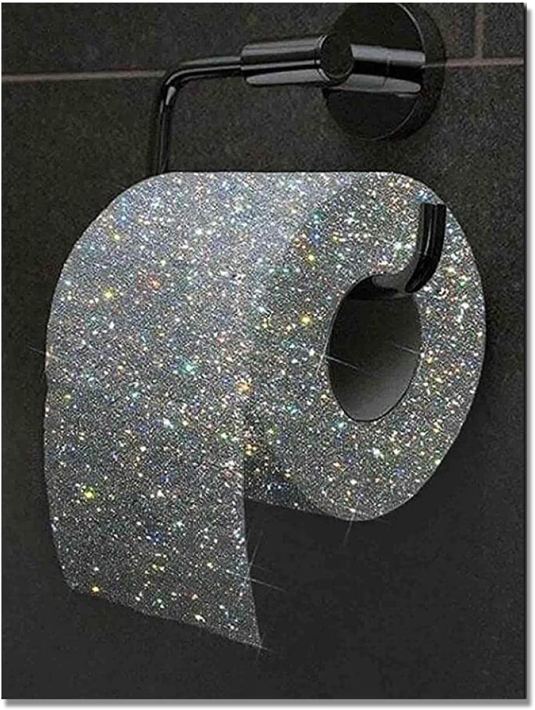 Toilet Roll Paper Glitter Diamond Canvas Art Bathroom Decor Print