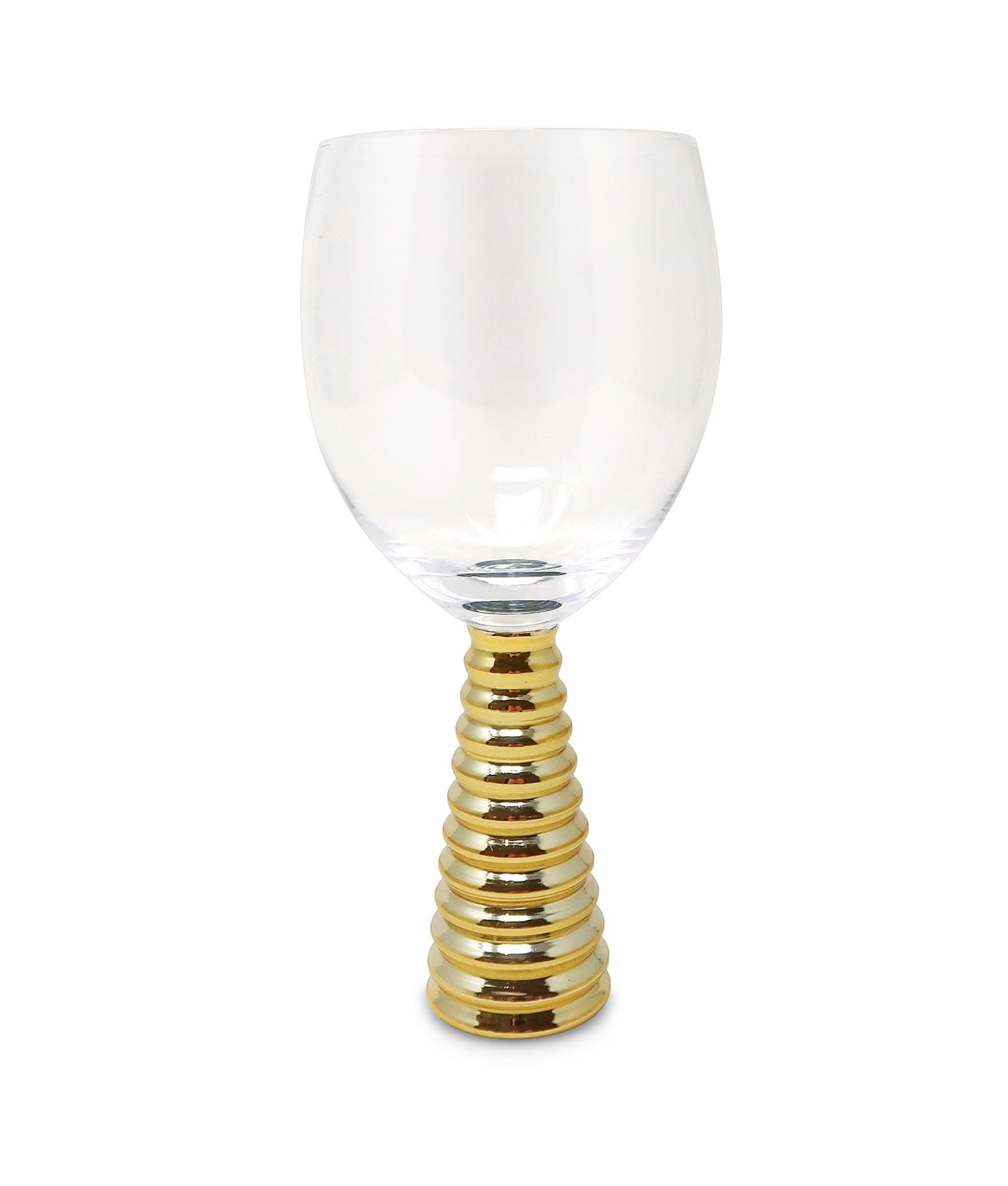 Set Of 6 Water Glasses With Gold Design Stem