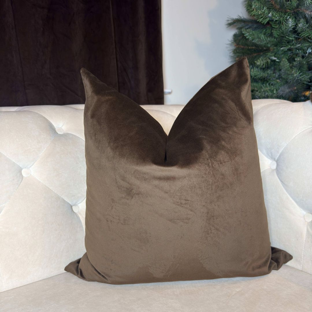 Velvet Chocolate Brown Pillow Cover
