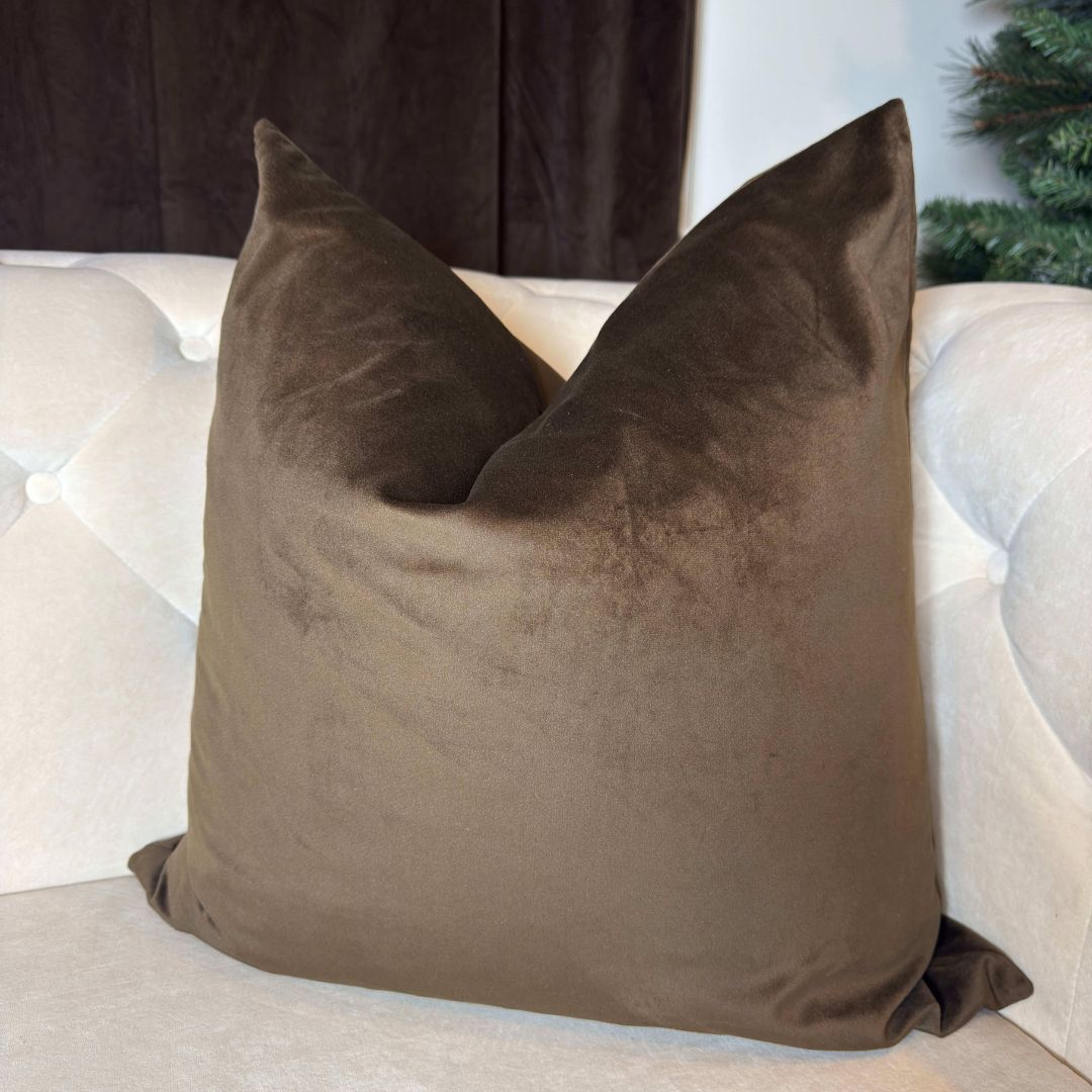 Velvet Chocolate Brown Pillow Cover