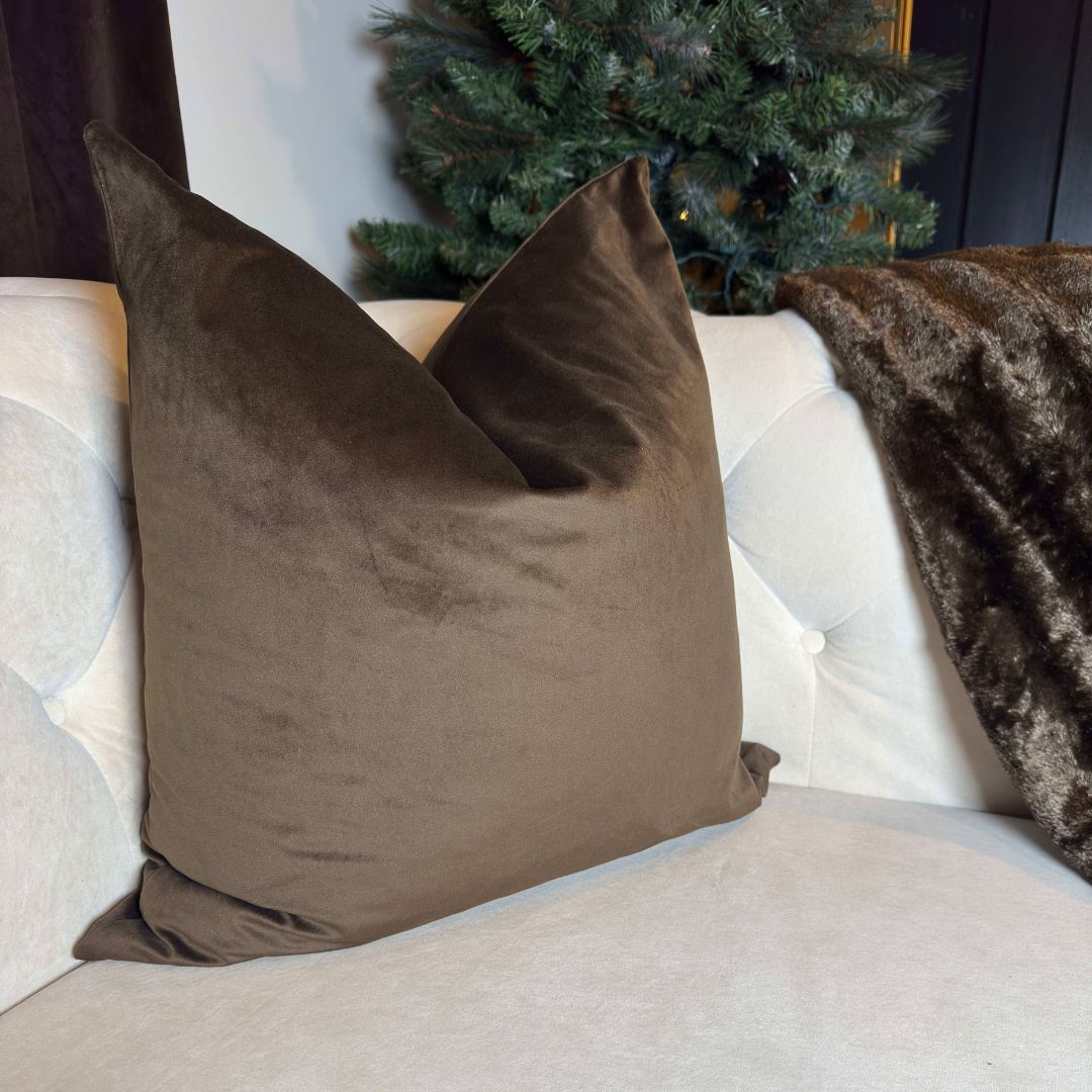 Velvet Chocolate Brown Pillow Cover