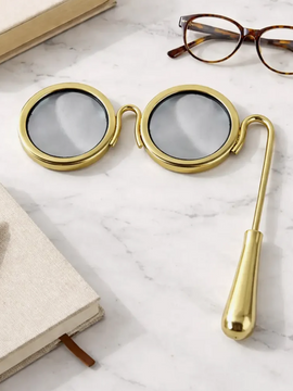 Antique Brass Lorgnette Magnifying Glass