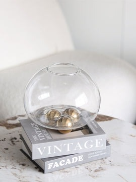 Vintage Round Transparent Glass Flower Vase