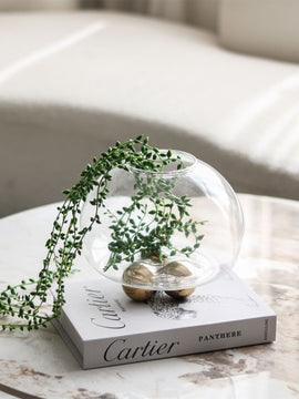 Vintage Round Transparent Glass Flower Vase