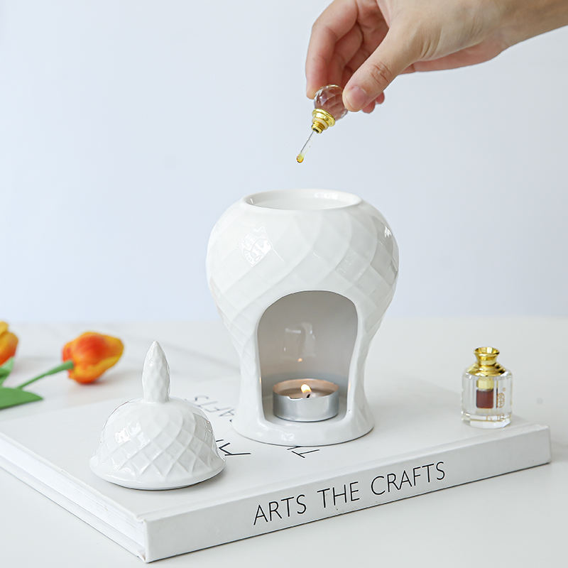 White Ceramic Ginger Jar Inspired Wax Melt Oil Burner