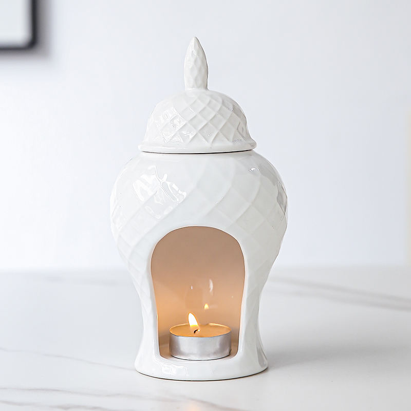 White Ceramic Ginger Jar Inspired Wax Melt Oil Burner