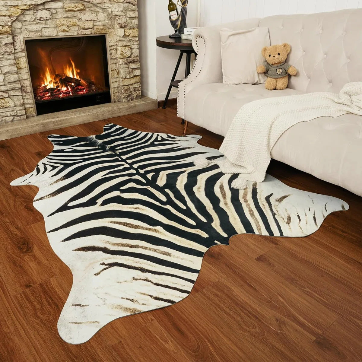 Zebra Print Faux Zebra Hide Area Rug