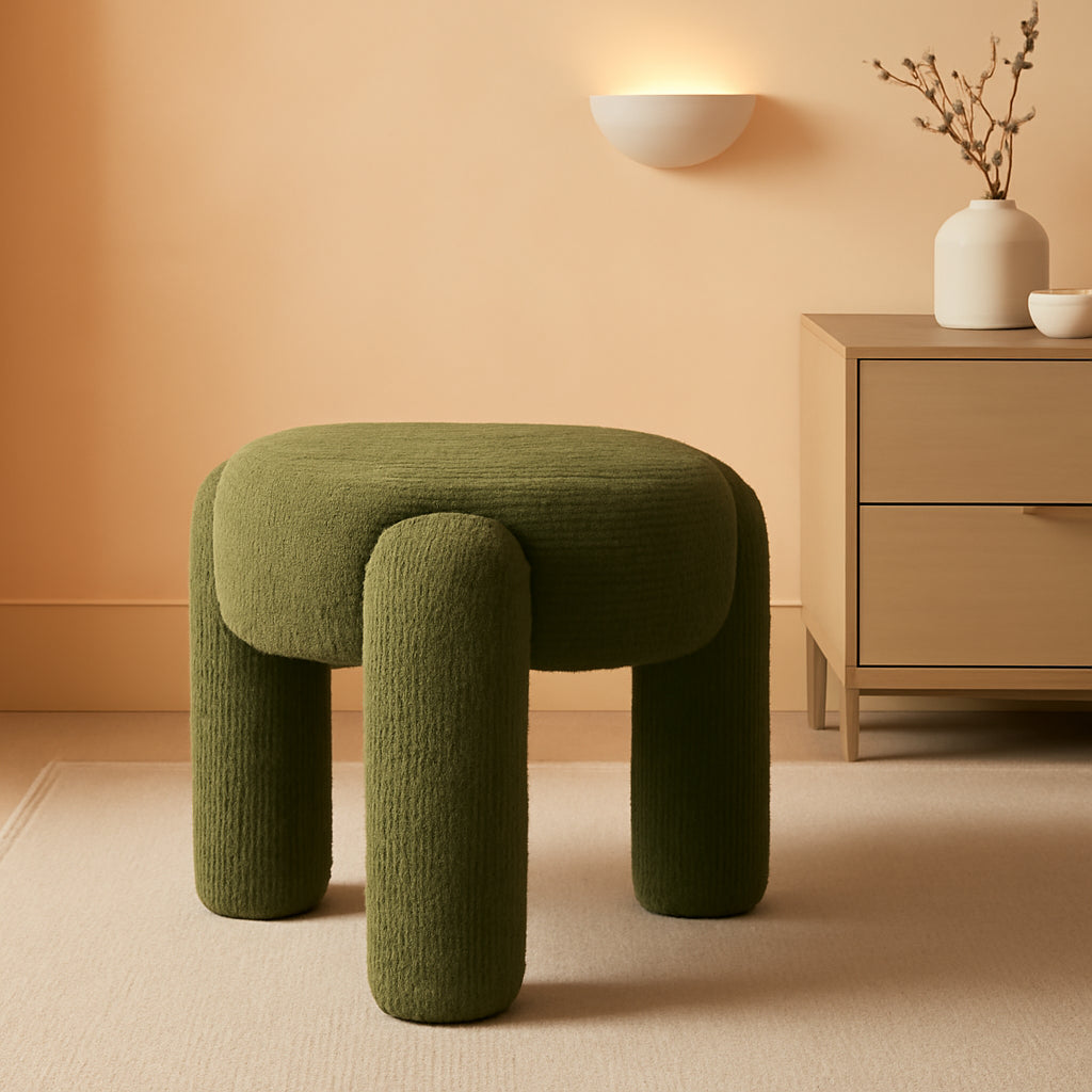 Hugo Twenty Point FiveInch Rounded Moss Green Ottoman