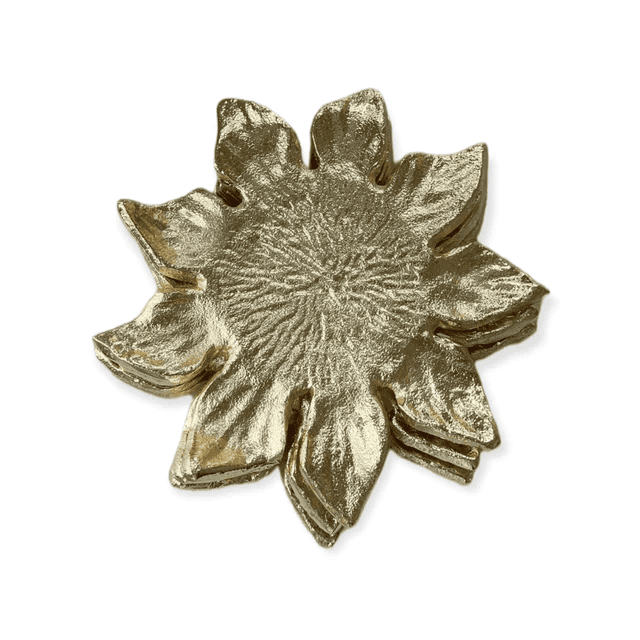 Set Of 4 Gold Sunflower Shaped Coasters