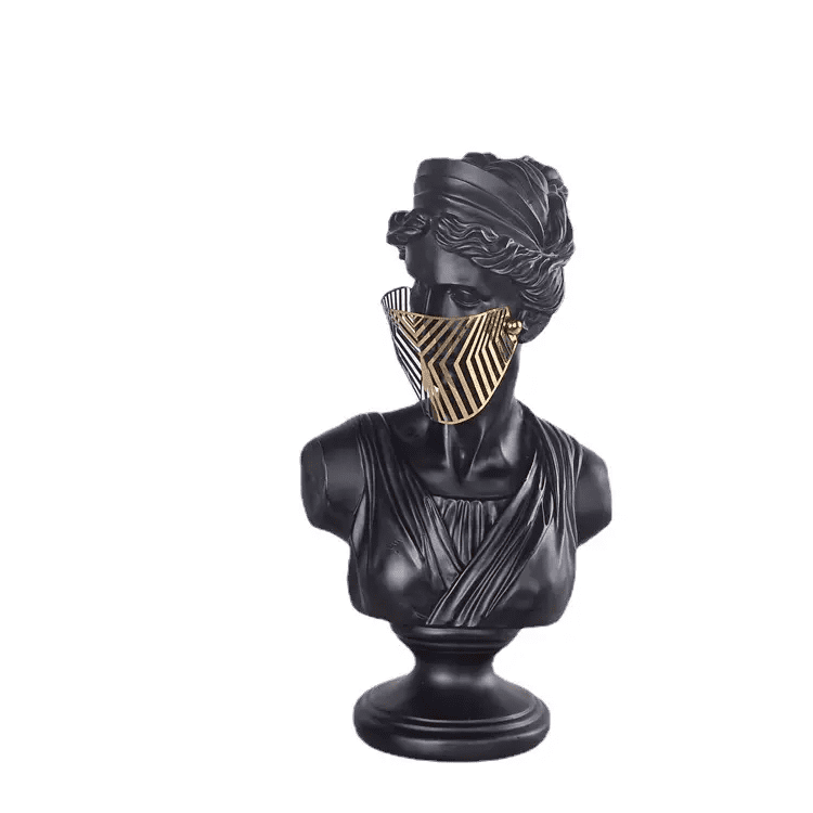 Bust Woman In Mask Figurine Statue
