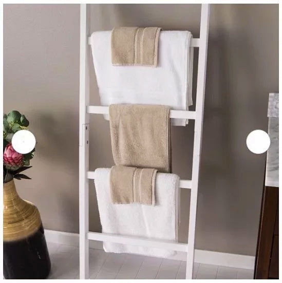 White Rustic Wooden Decorative Ladder/Blanket Ladder
