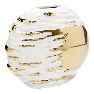 White ceramic vase with Gold texture