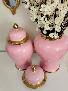 Lux Pink and Gold Ginger Jar