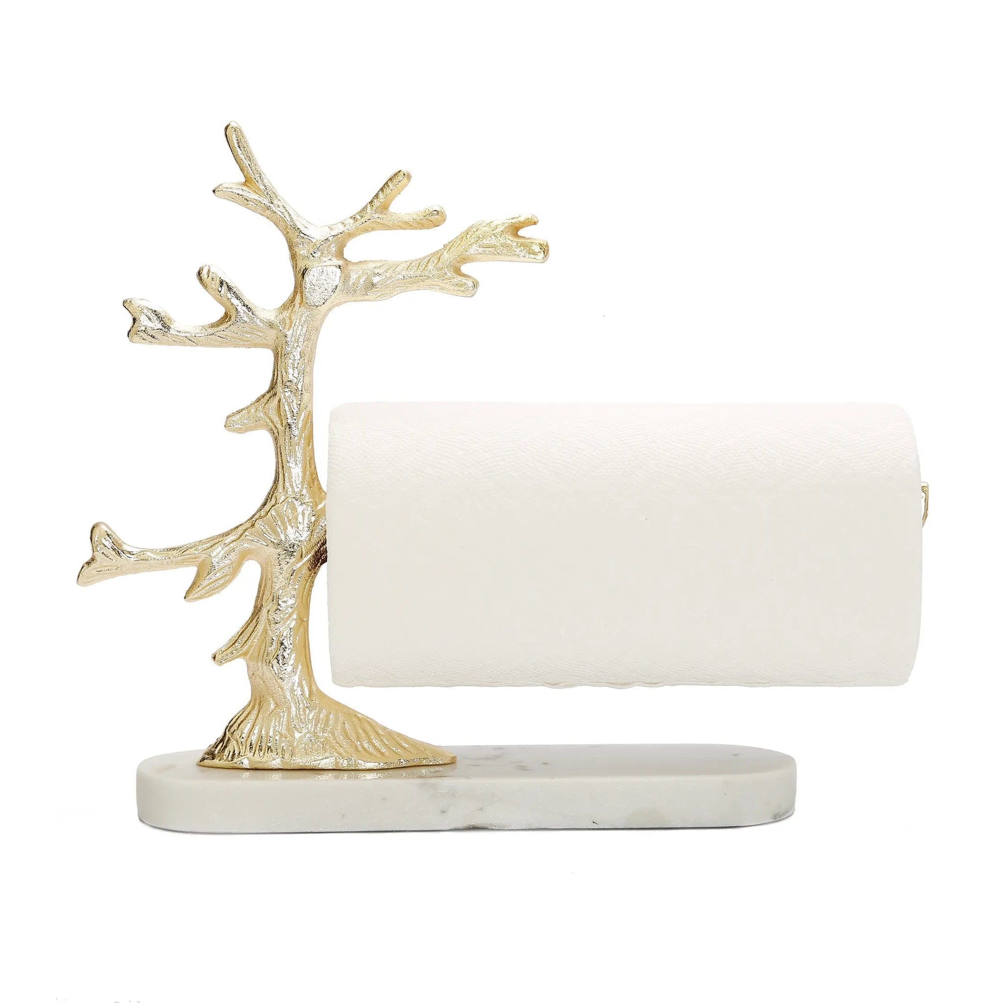 Gold Tree Design Paper Towel Holder on Marble Base