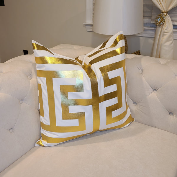 Maze Gold Metallic Pillows 24 x 24- Royale One