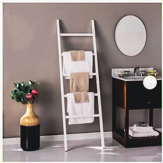 White Rustic Wooden Decorative Ladder/Blanket Ladder