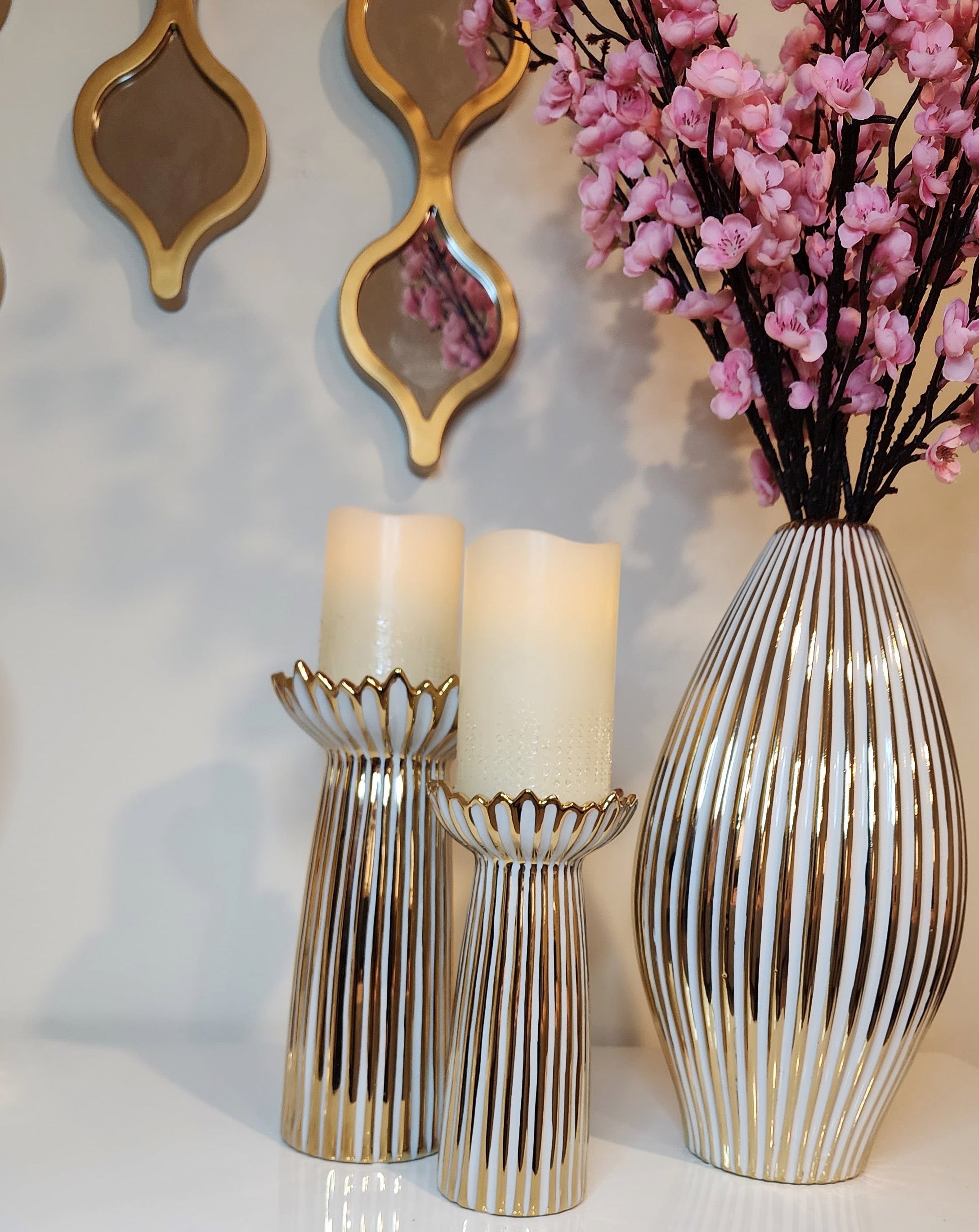 Gold lined candle holder