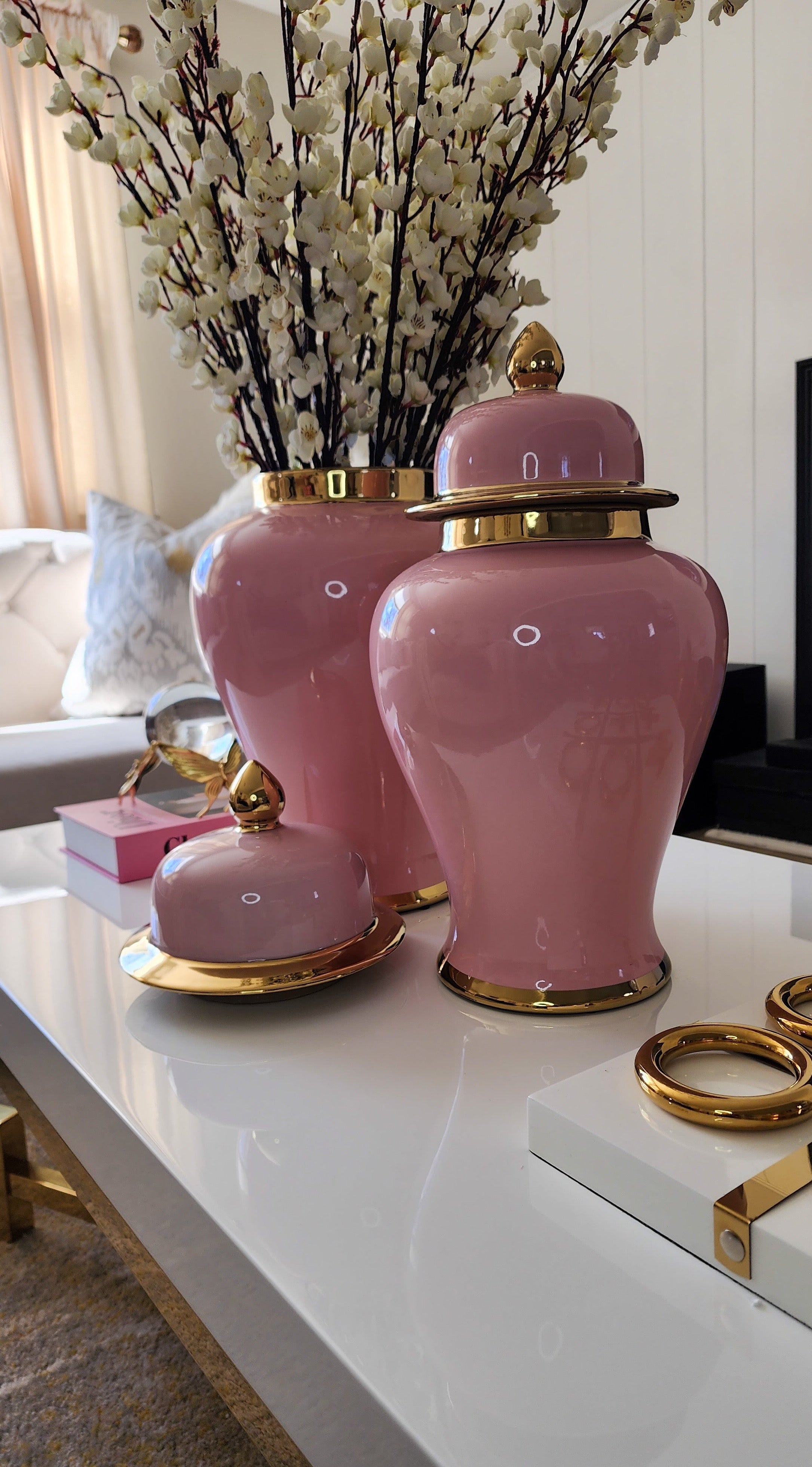 Lux Pink and Gold Ginger Jar