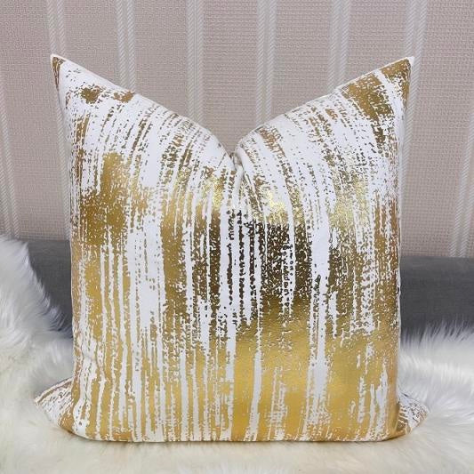 Luxury Gold and White Pillows 20*20 inches with dotted or lined golden color