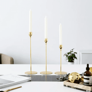 Gold Taper Candle Holder Set of 3